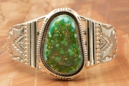 Navajo Jewelry Genuine Sonoran Turquoise Sterling Silver Bracelet